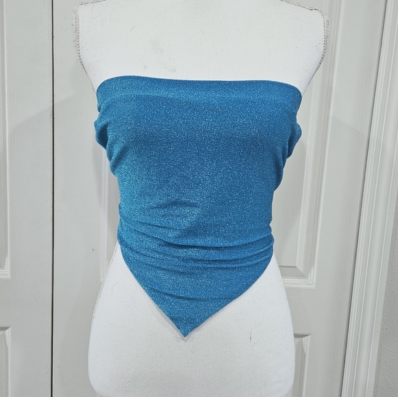 PRINCESS POLLY Glitter Tie Bandana Top Size 8 - Picture 2 of 7